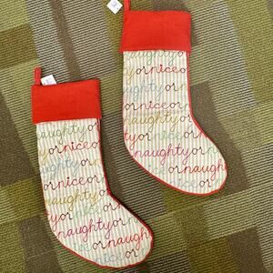 Anthropologie Naughty or Nice Marlise Christmas Stocking Decor Bundle Embroidery